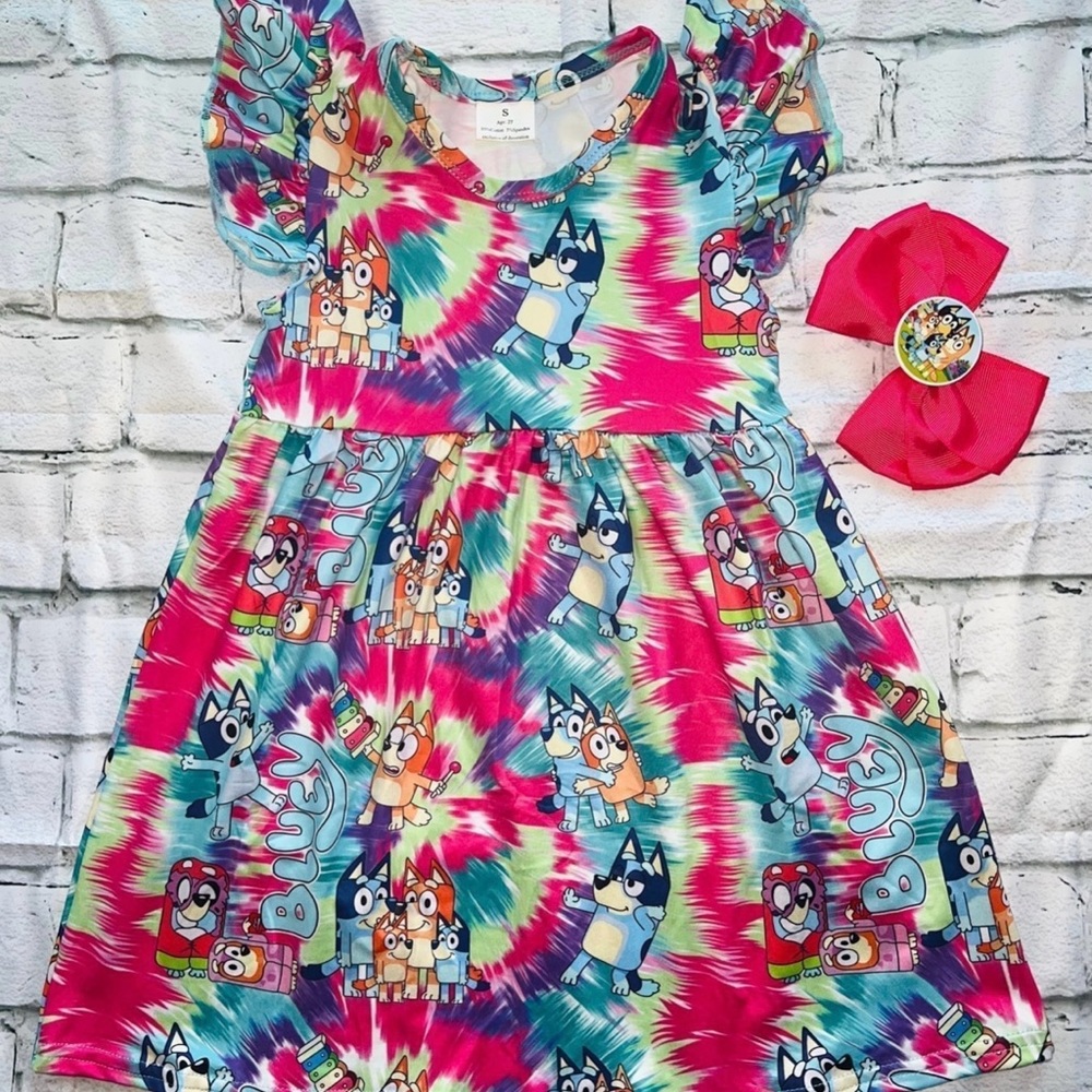 Bluey Girl Dress and bow